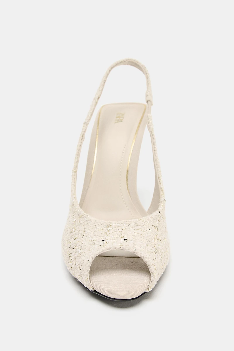OPEN TOE FABRIC SLINGBACK SHOES