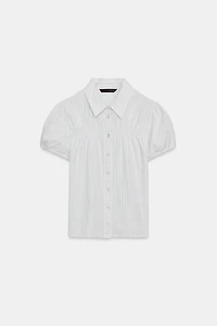 CHECKED ELASTIC POPLIN SHIRT