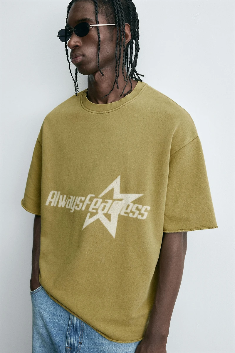 SWEAT DÉLAVÉ TEXTE IMPRIMÉ