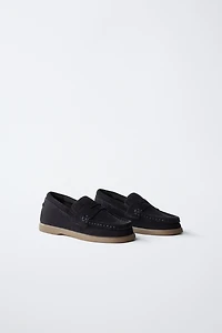 LEATHER SADDLE LOAFERS
