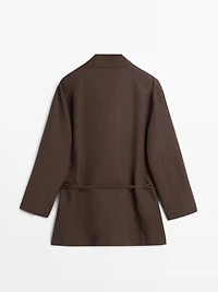 Veste façon kimono à nouer avec du lin