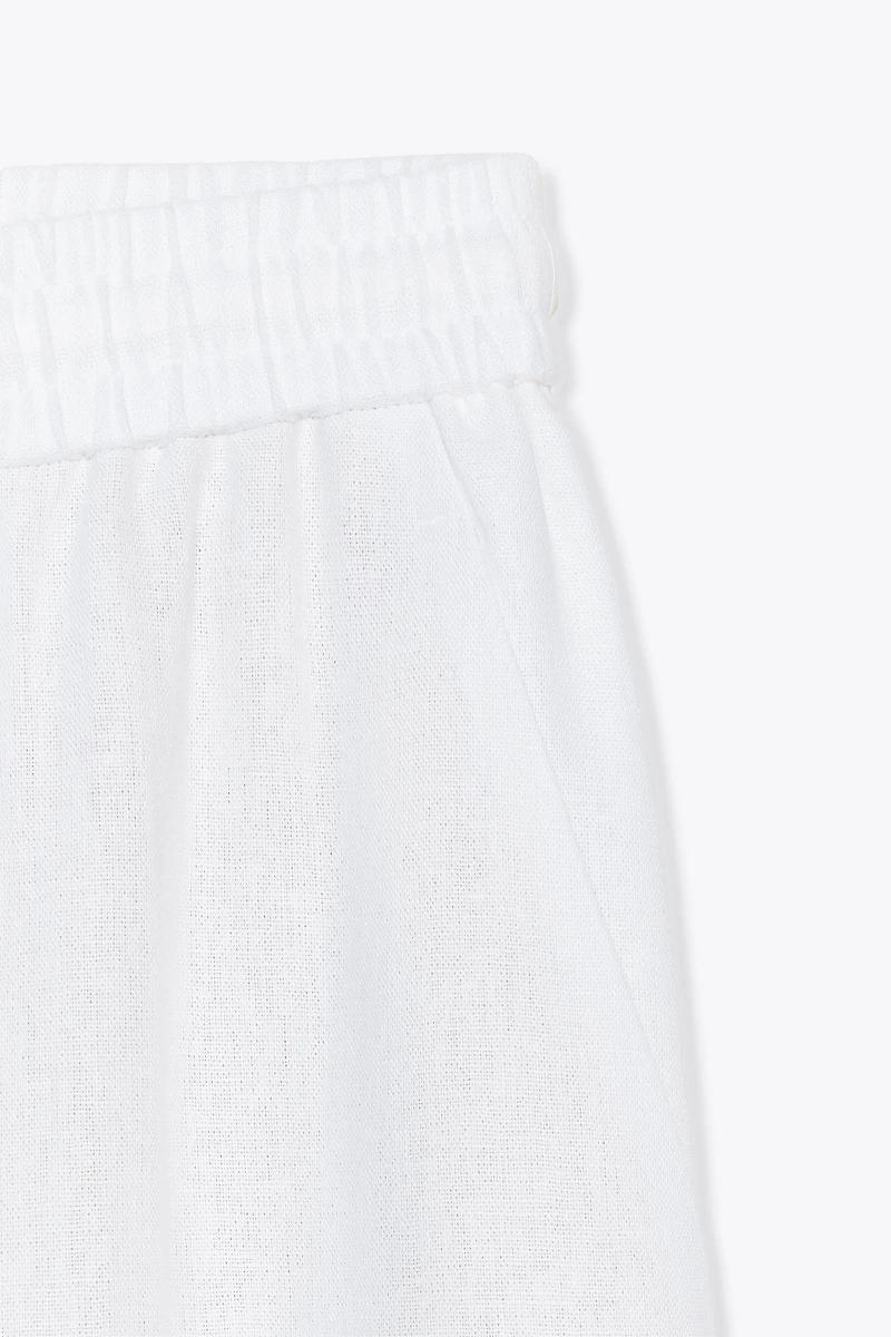 LINEN BLEND STRAIGHT PANTS