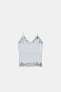 FLORAL LACE SATIN EFFECT TOP