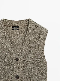 Veste sans manches en maille moulinée à col V