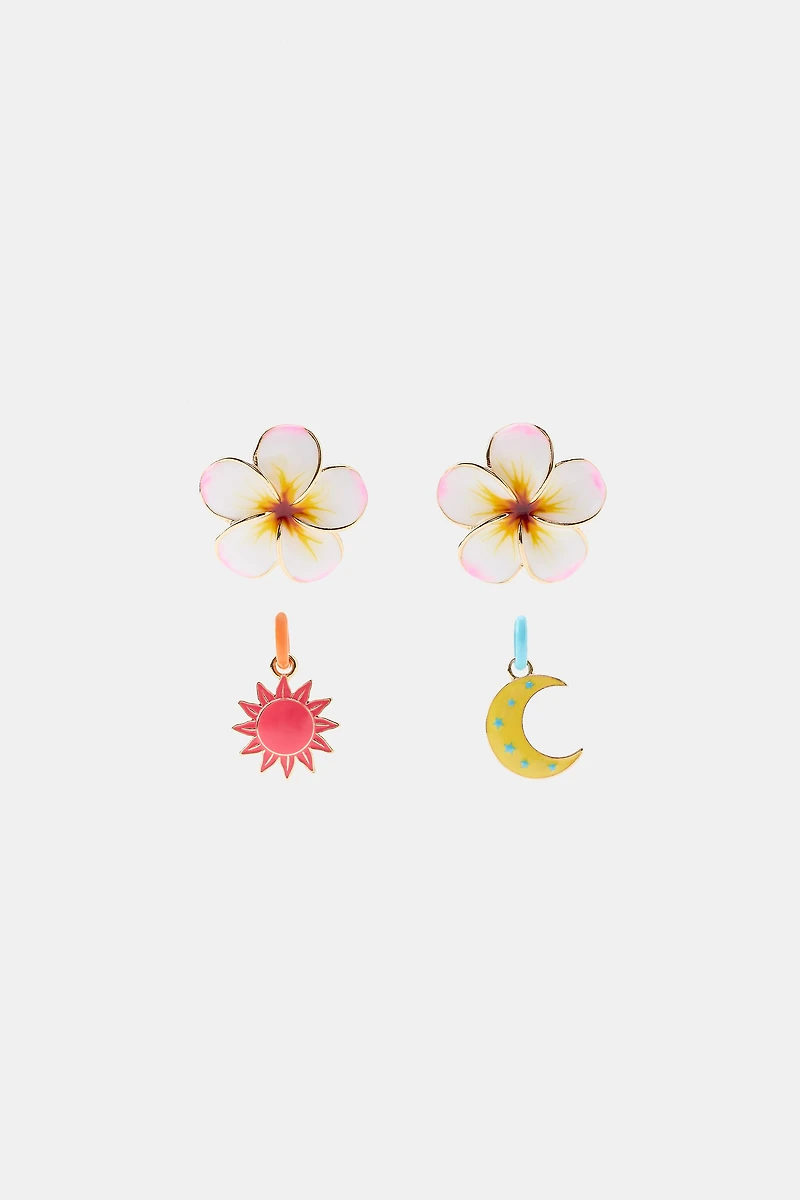 FLOWER, SUN, AND MOON EARRING PACK