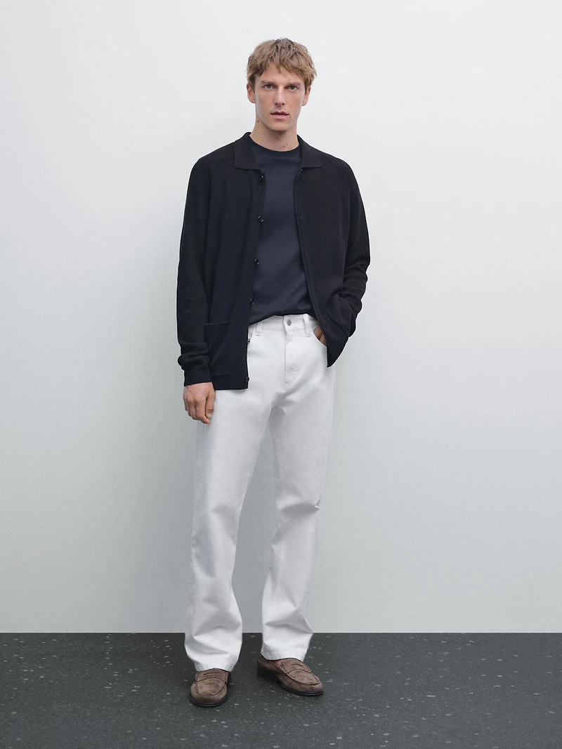 Cotton knit cardigan with buttons