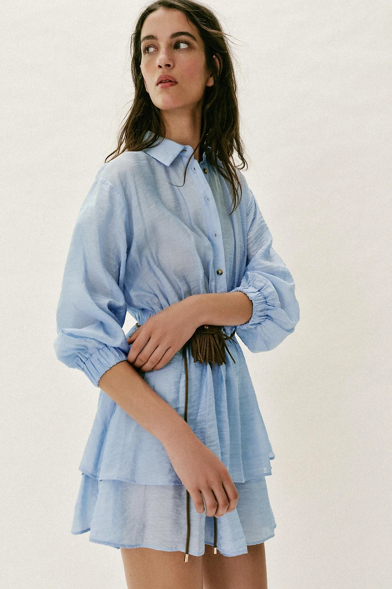BELTED POCKET SHORT DRESS