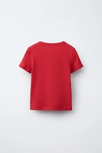 RIBBED JEWELED APPLIQUÉ SHIRT