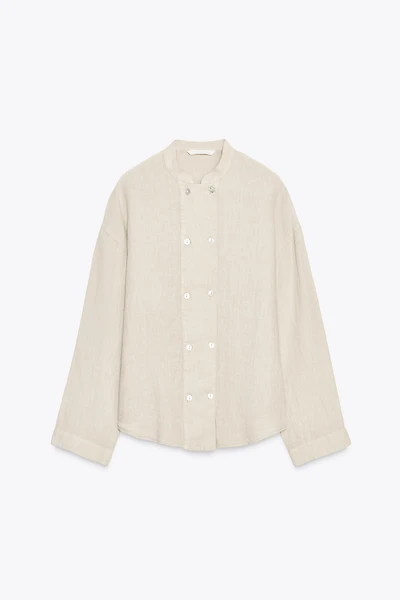 100% LINEN OVERSHIRT ZW COLLECTION