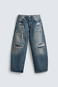 RIPPED BALLOON FIT JEANS