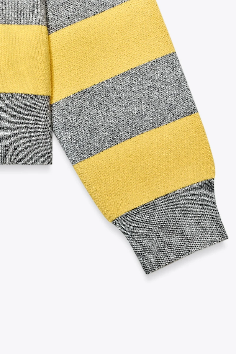 PULL EN MAILLE COL POLO RAYÉ