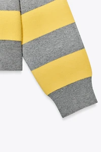 PULL EN MAILLE COL POLO RAYÉ
