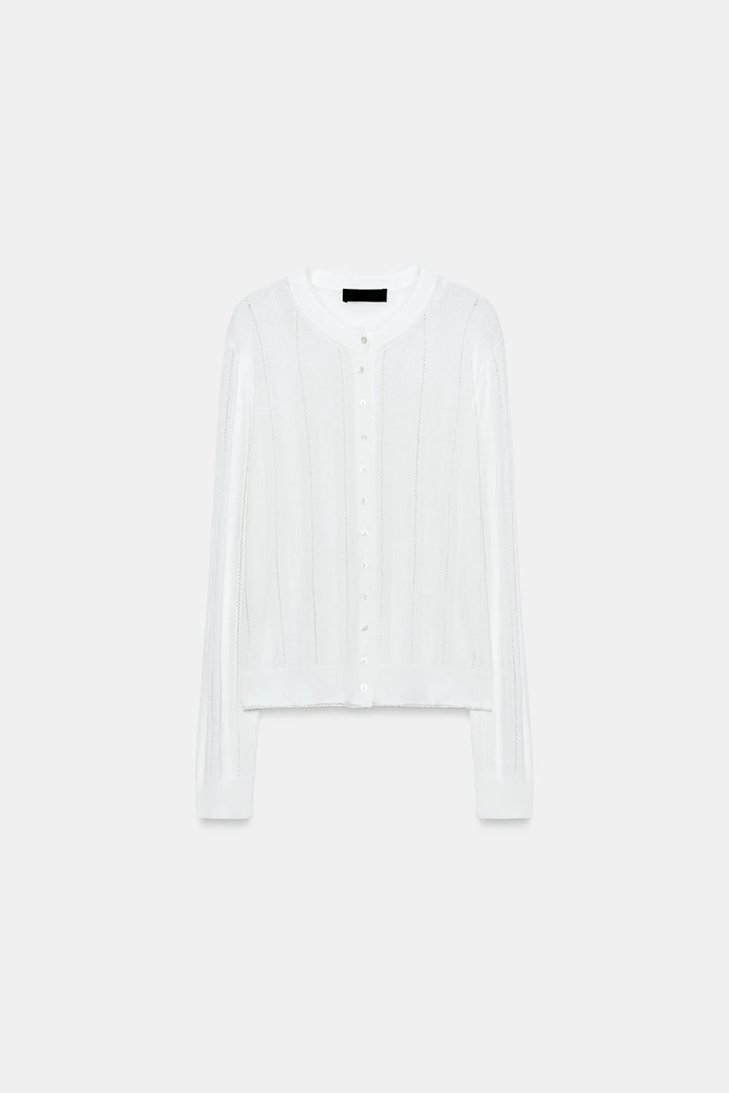 POINTELLE KNIT CARDIGAN