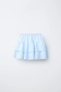 RUFFLED LINEN BLEND SKIRT