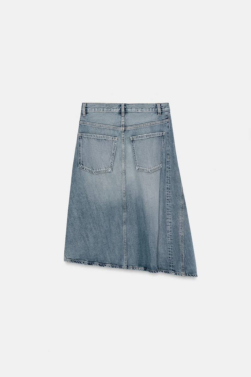 ASYMMETRIC TRF DENIM SKIRT