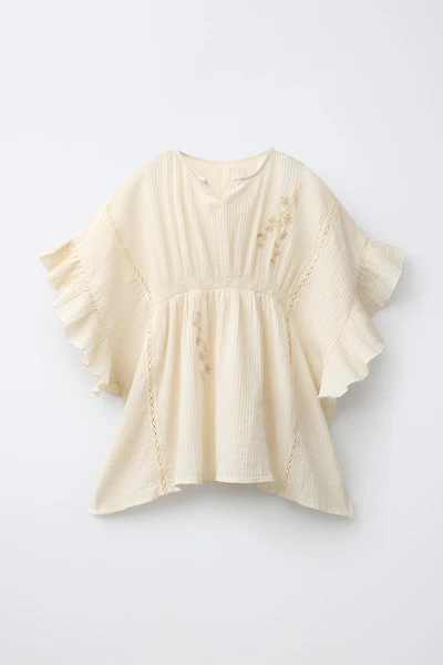 EMBROIDERED LACE INSERT CAFTAN