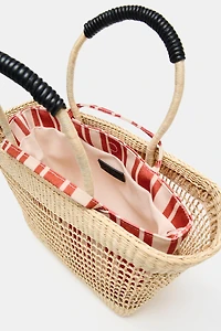 DOUBLE WOVEN BASKET BAG