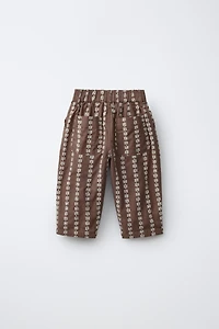 EMBROIDERED PRINTED BAGGY PANTS