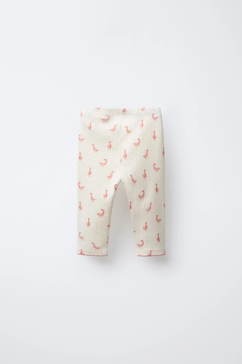 GOOSE PRINT RIBBED LEGGINGS