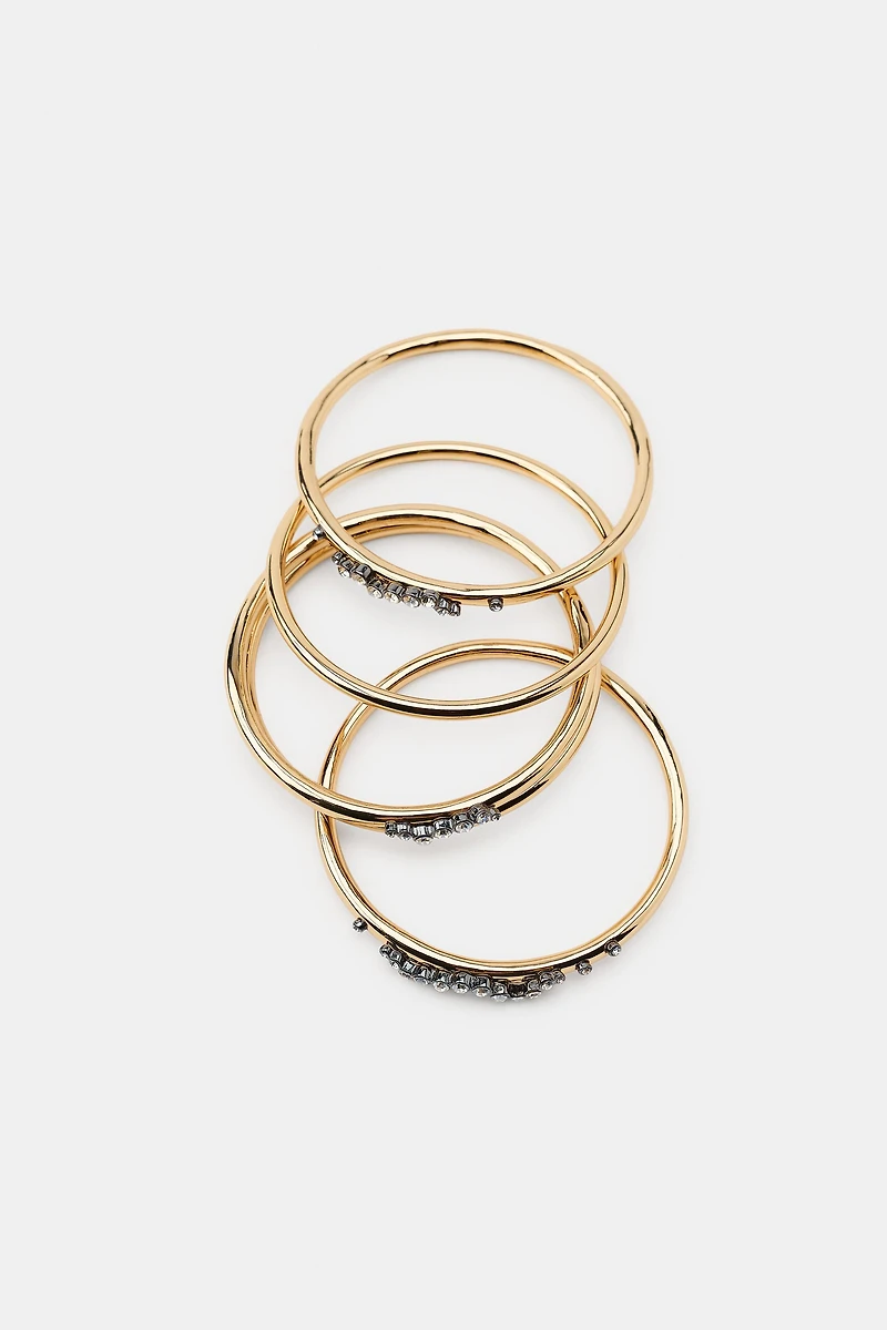 5-PACK OF METALLIC RHINESTONE BRACELETS