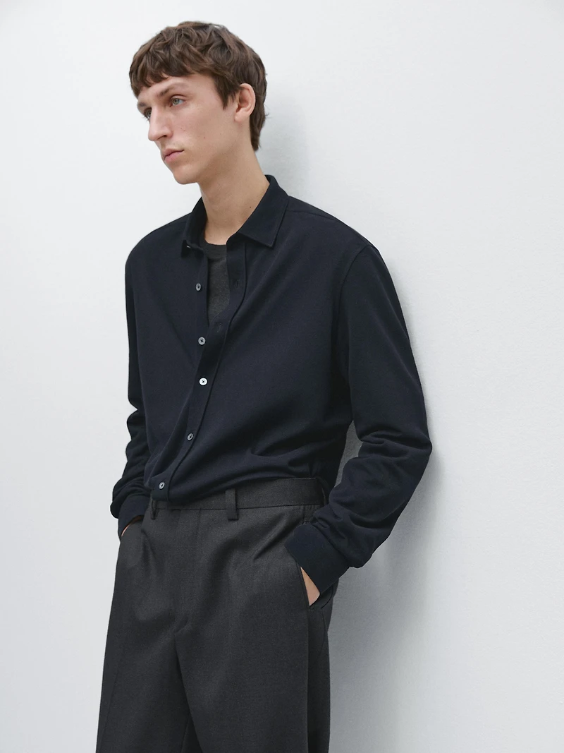 Regular fit melange shirt