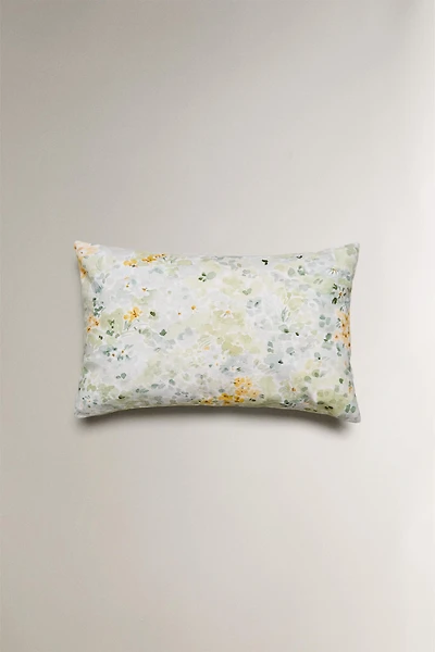 WATERCOLOR FLOWER PRINT THROW PILLOW COVER