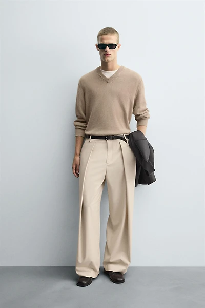 PANTALON COUPE LARGE PLIS
