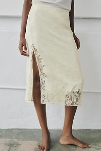 JUPE MI-LONGUE JACQUARD EN DENTELLE