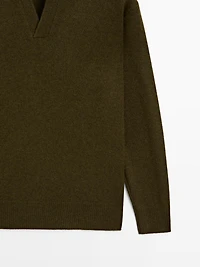 Pull en maille à col mock V