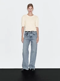 Pull à manches courtes en maille de laine mélangée