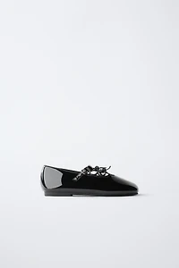 PATENT LEATHER BALLET FLATS WITH BOWS