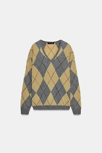 100% WOOL DIAMOND JUMPER