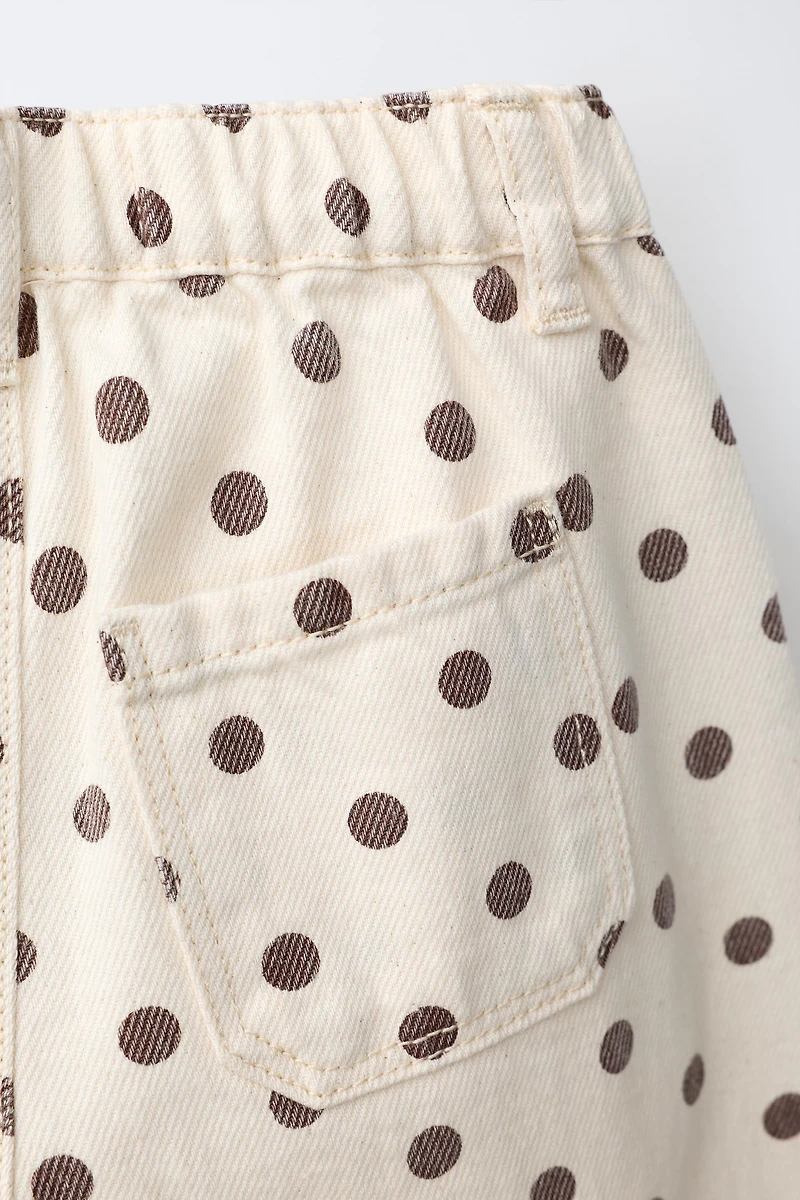 PANTALON BARREL EN SERGÉ À POIS