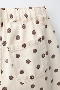 PANTALON BARREL EN SERGÉ À POIS