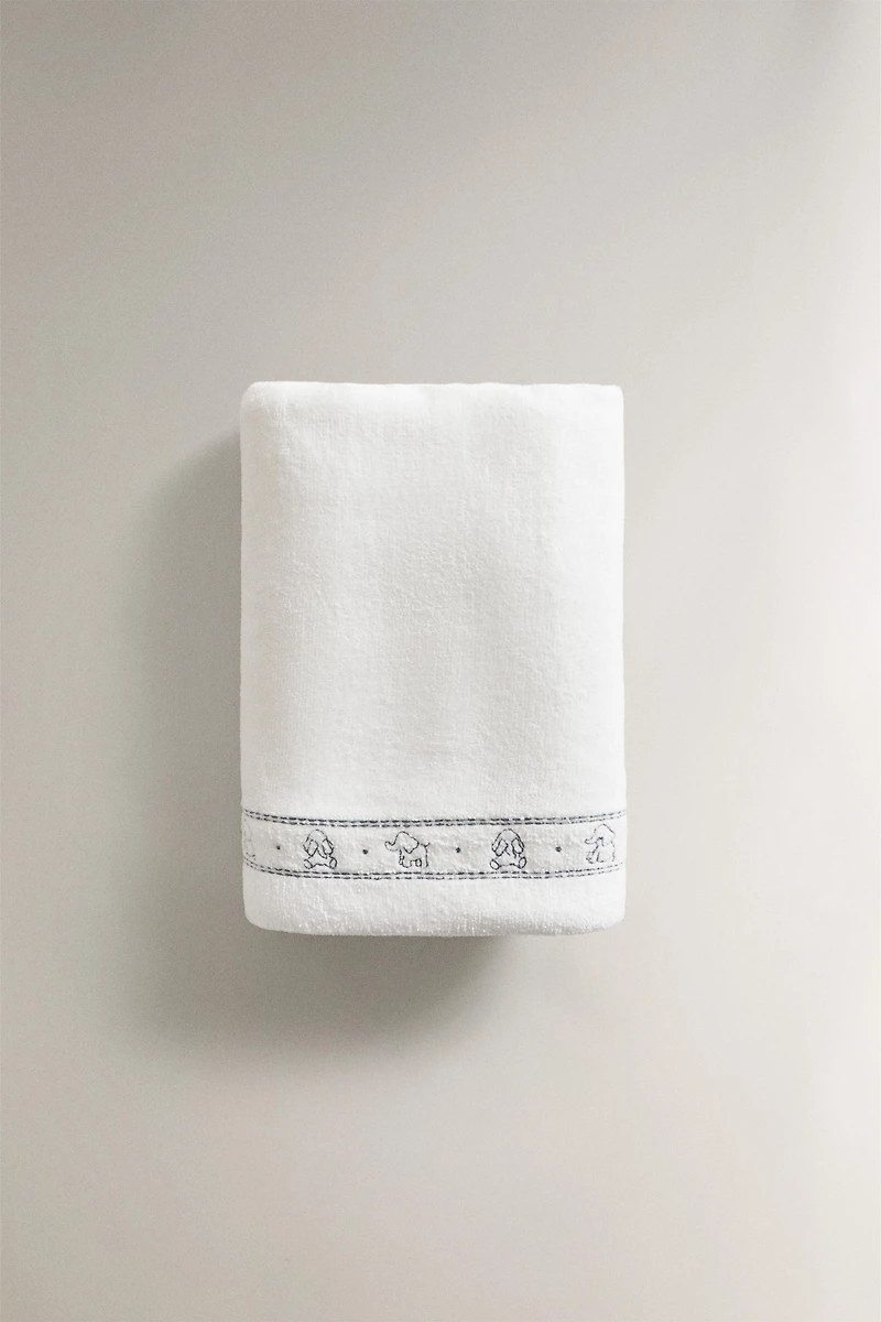 SERVIETTE DE BAIN ENFANT VELOURS ÉLÉPHANTS