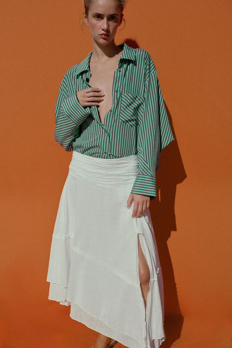 ASYMMETRIC RUSTIC FABRIC SKIRT