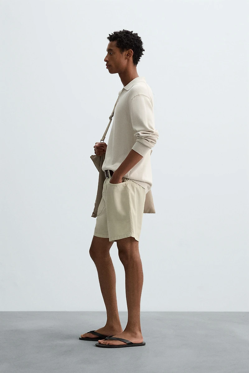 WASHED COTTON BERMUDA SHORTS