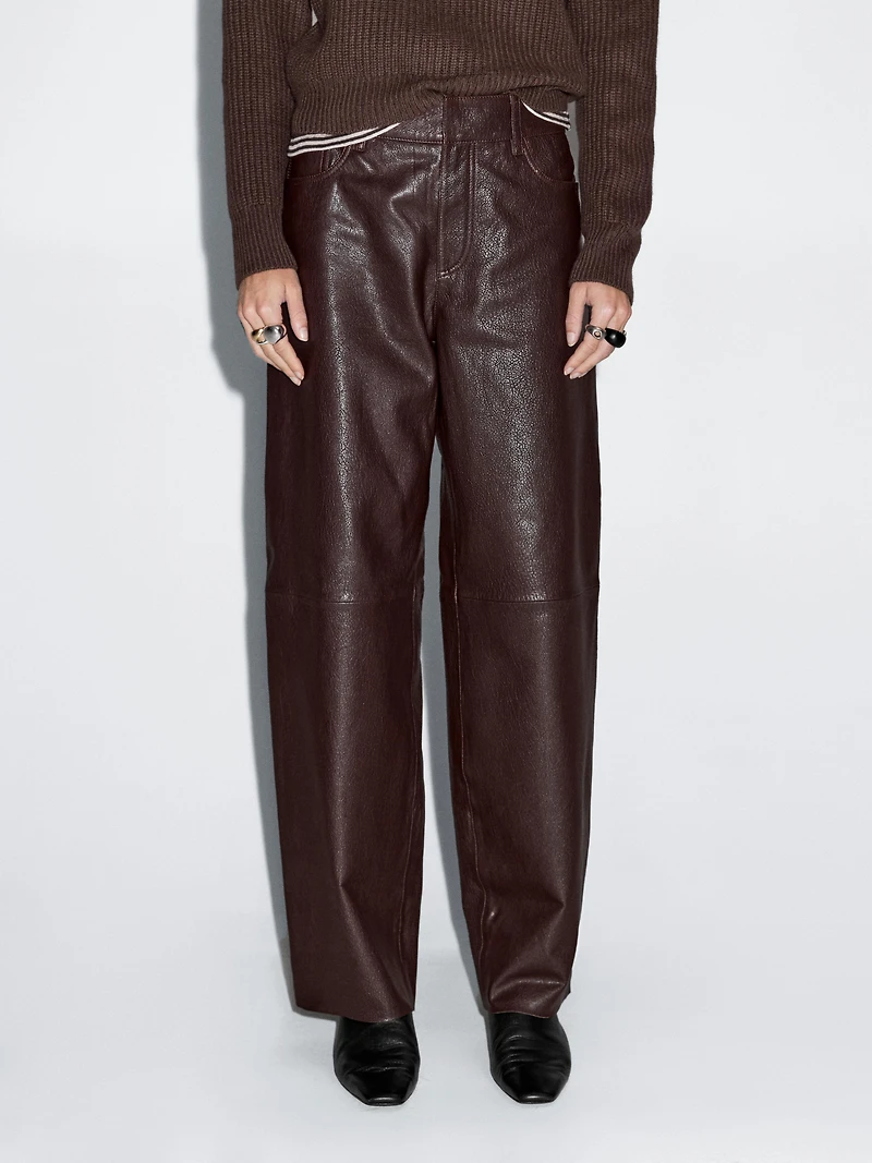 Sheepskin leather trousers with nappa finish