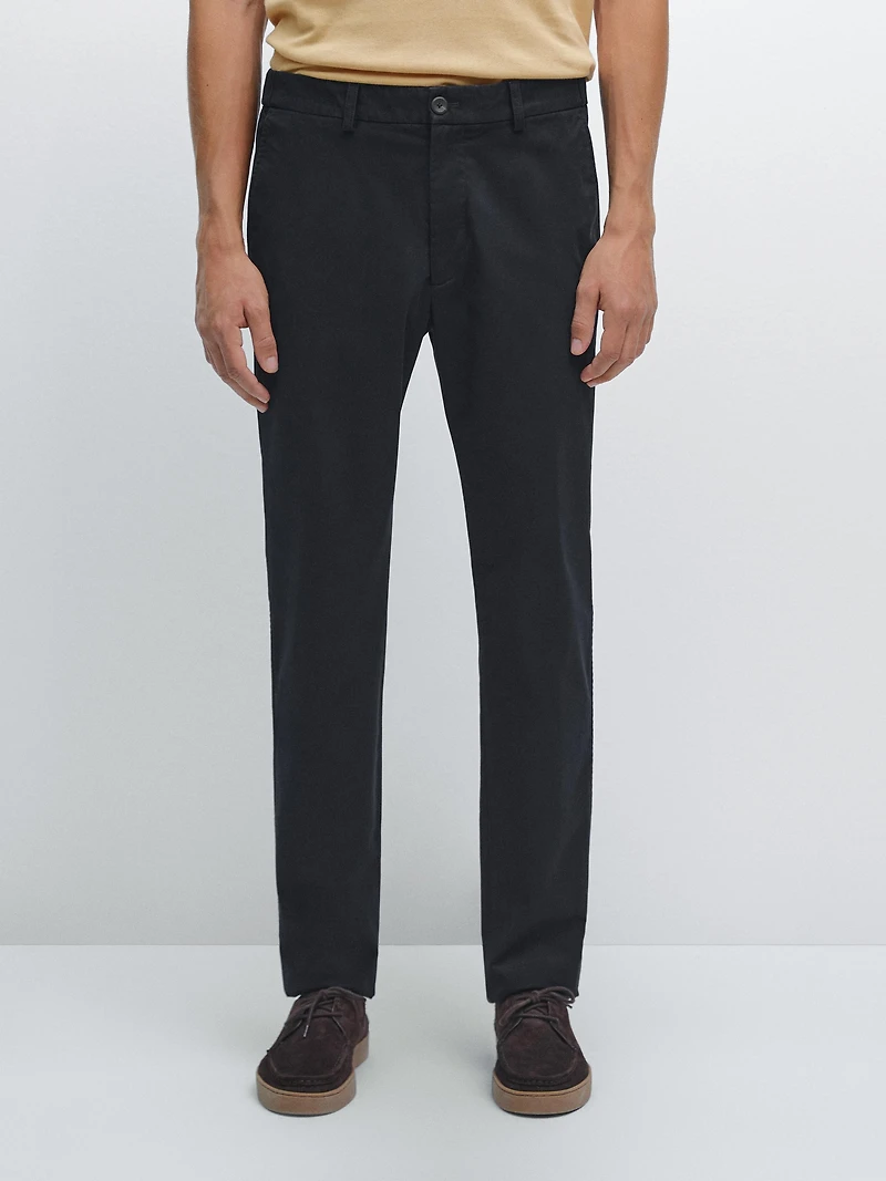 Slim fit trousers with elastic side detail