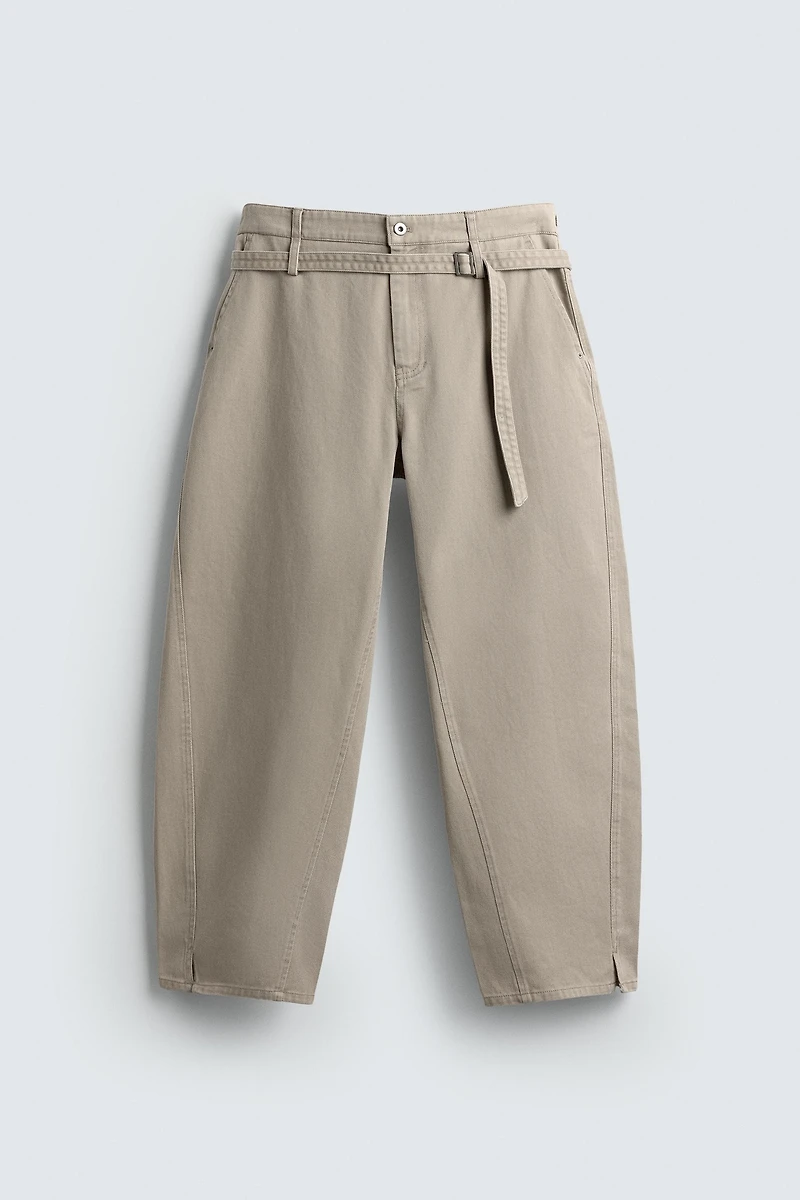 WIDE BALLOON FIT PANTS WITH BELT