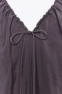 FLOWY RUFFLED V-NECK MIDI DRESS