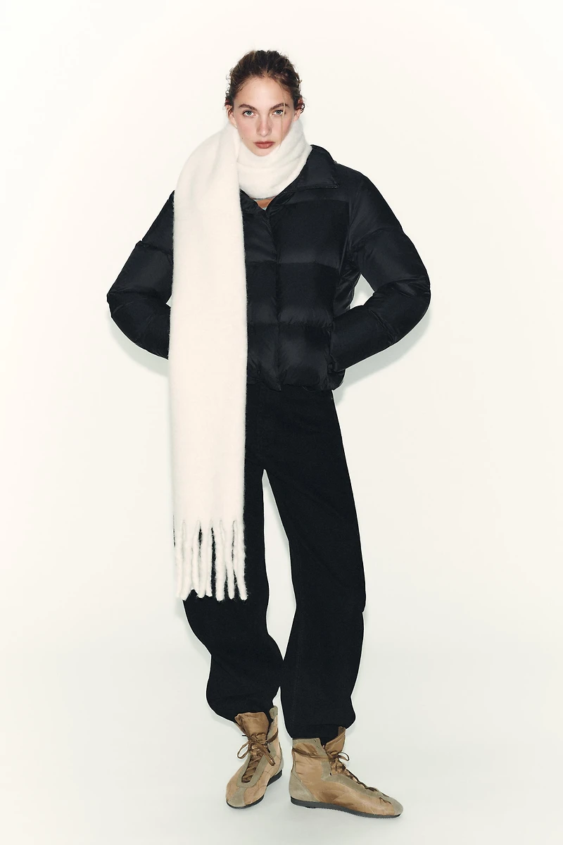 WATER REPELLENT WINDPROOF DOWN PUFFER COAT WITH HOODIE