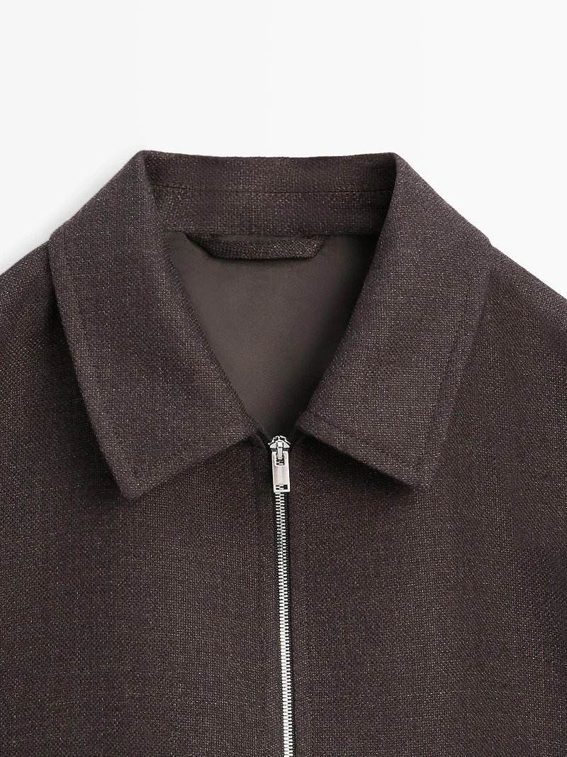 Wool bomber jacket with zip