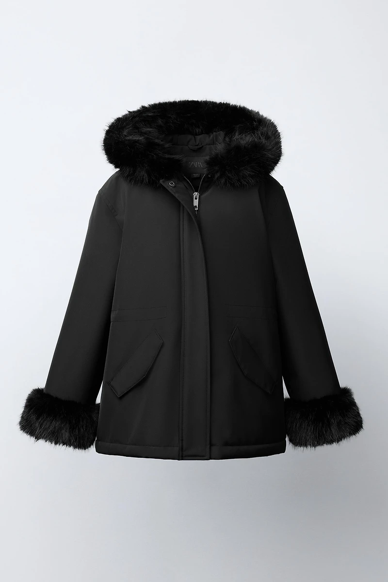 FAUX FUR HOODED PARKA