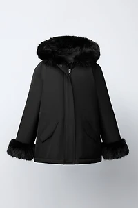FAUX FUR HOODED PARKA