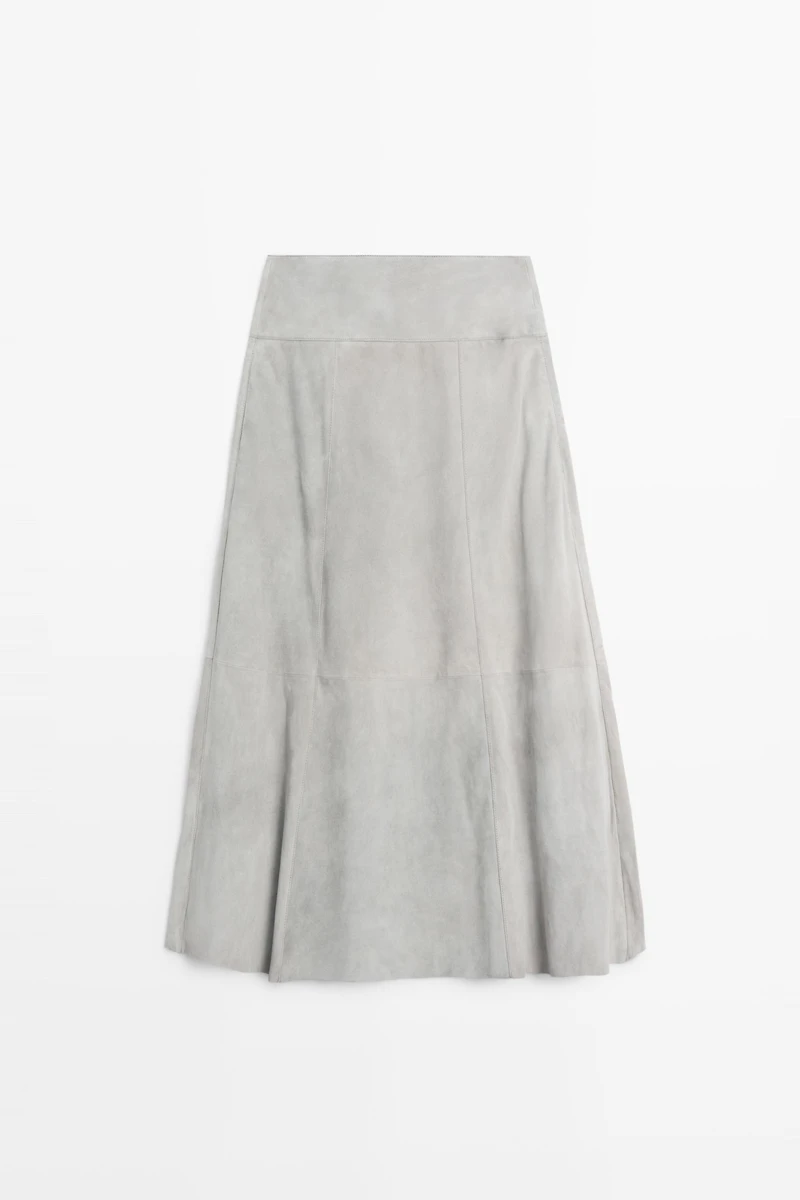 Suede leather sash skirt