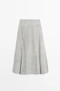 Suede leather sash skirt