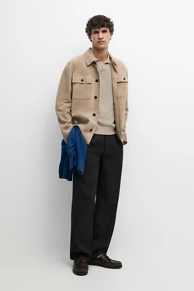 Suede leather overshirt
