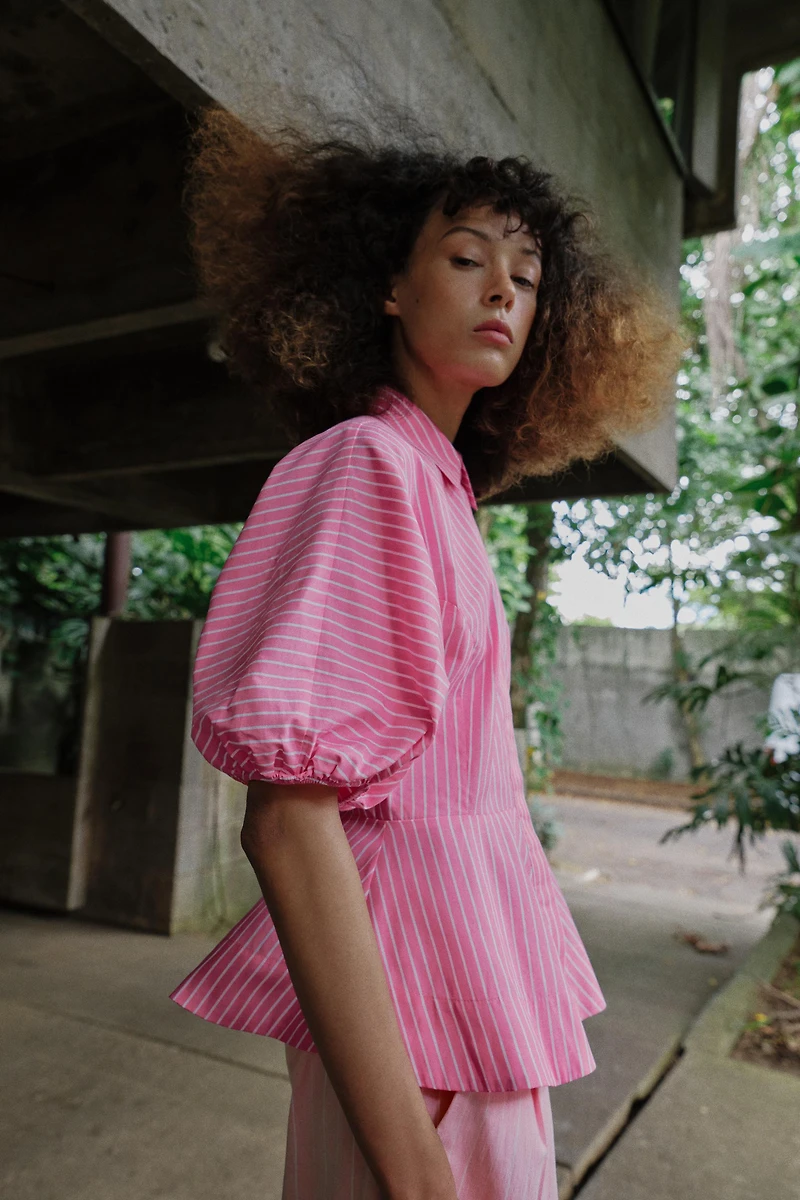 CHEMISE EN POPELINE À RAYURES