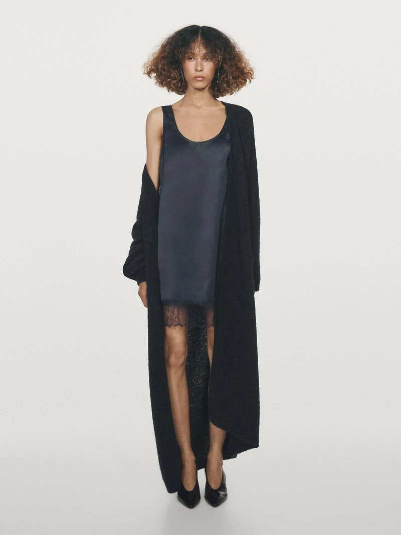 Short flowing satin dress